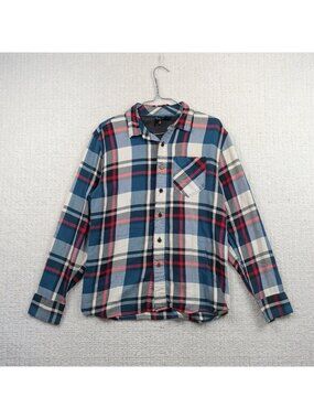 Element Flannel Shirt Blue Red Plaid Long Sleeve Button Up Men Sz S Skater 2000